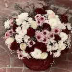 Basket Of Flowers - Red & Pink & White